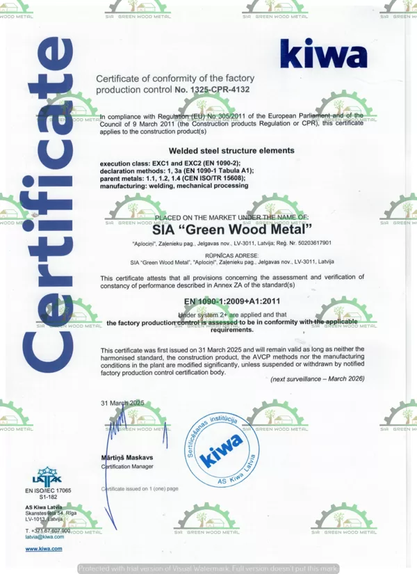 sertifikāts/certificate of conformity